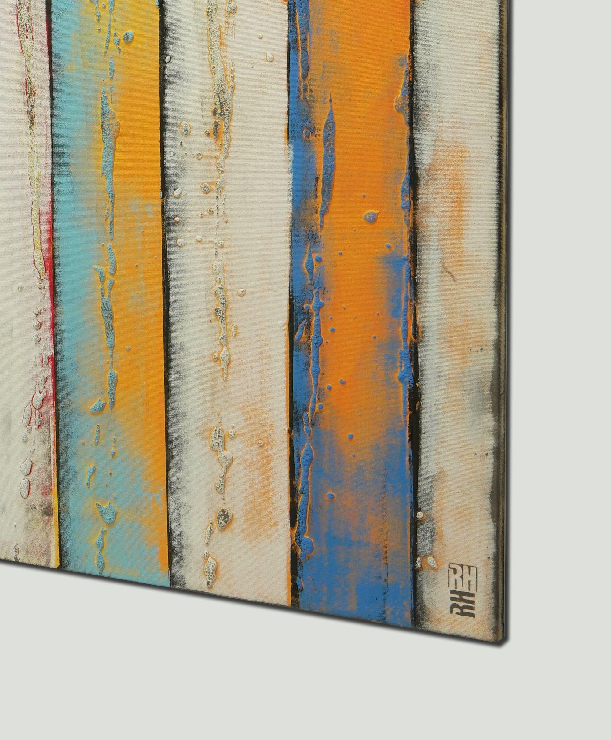 Gelbe Tafeln XL, Gemälde, Acryl auf Leinwand (Beige), Abstract Painting, von Ronald Hunter