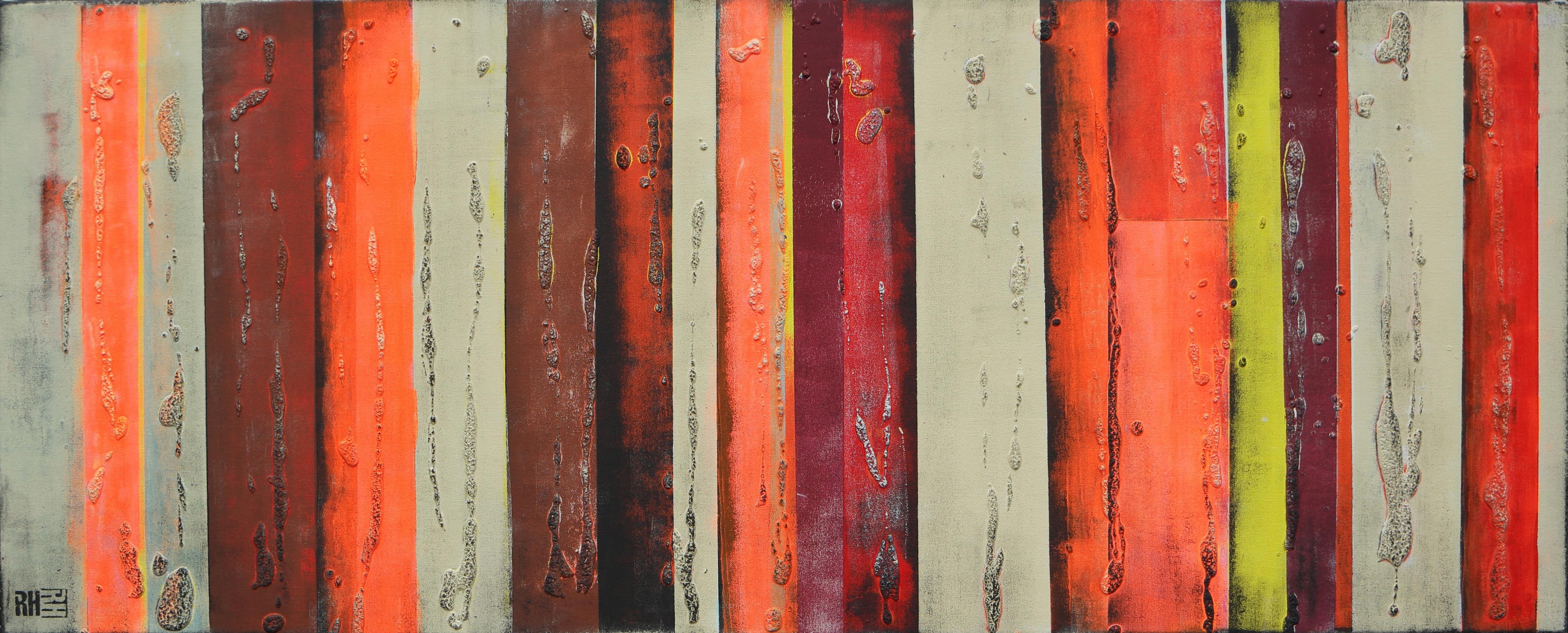 Ronald Hunter Abstract Painting - Panels Neon Orange, Painting, Acrylic on Canvas