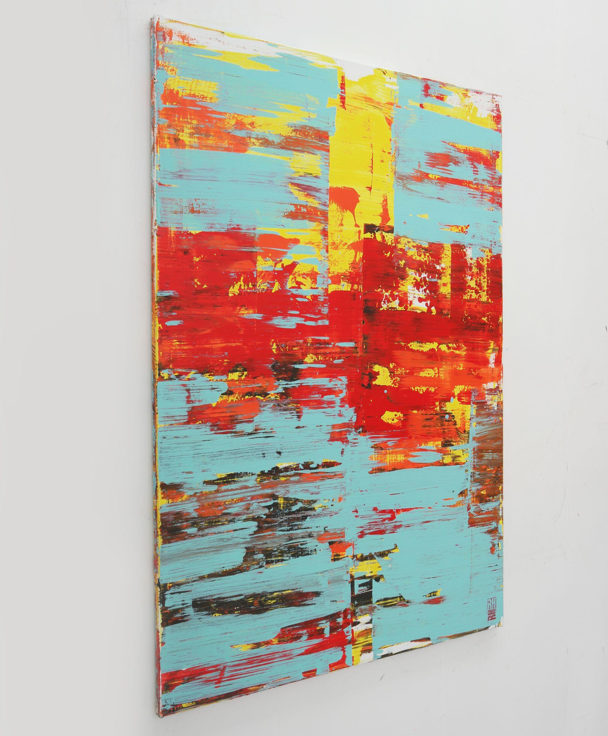 Rosso statico, Pittura, Acrilico su tela - Painting Astratto di Ronald Hunter