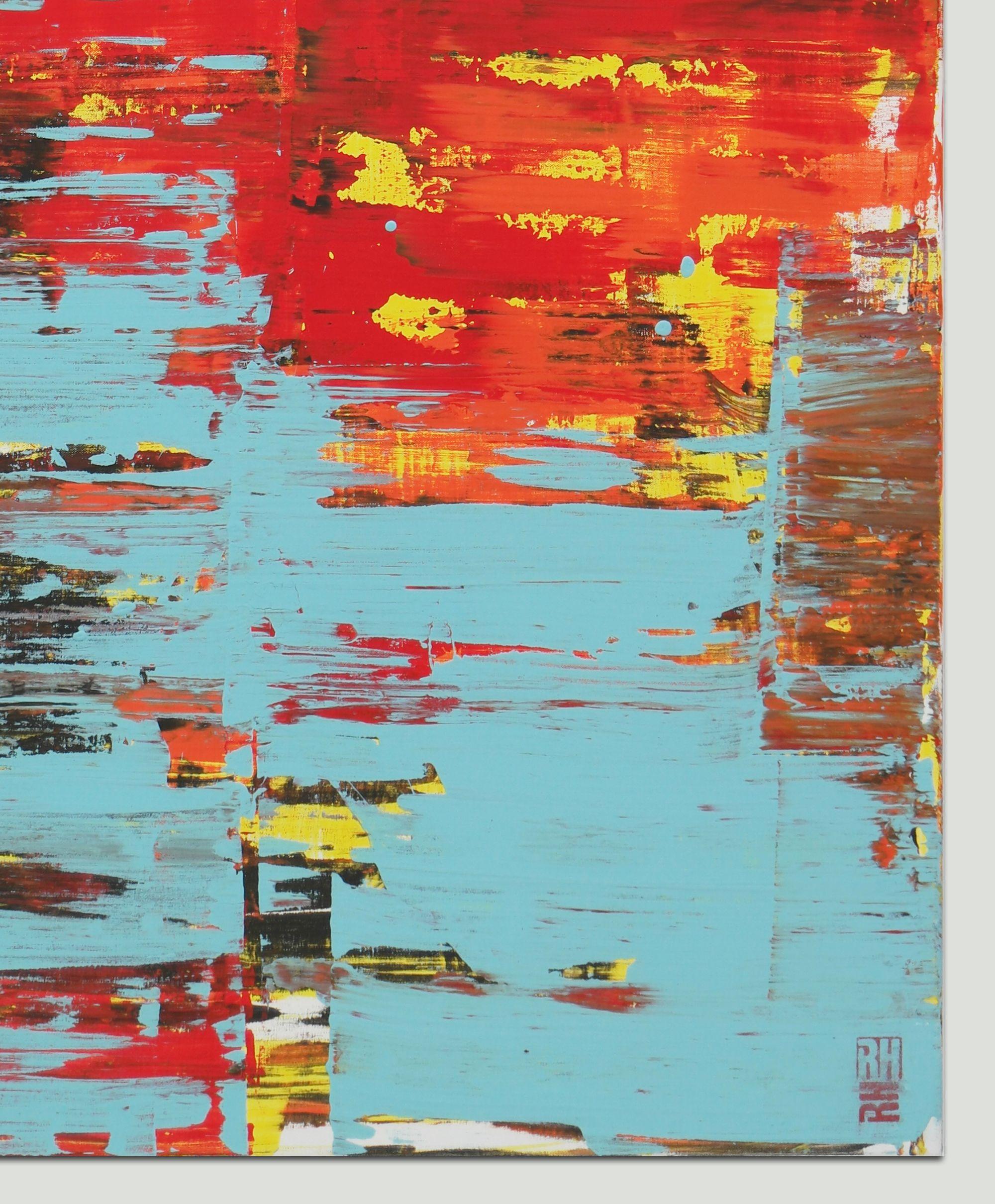 Rosso statico, Pittura, Acrilico su tela - Abstract Painting Arancia di Ronald Hunter
