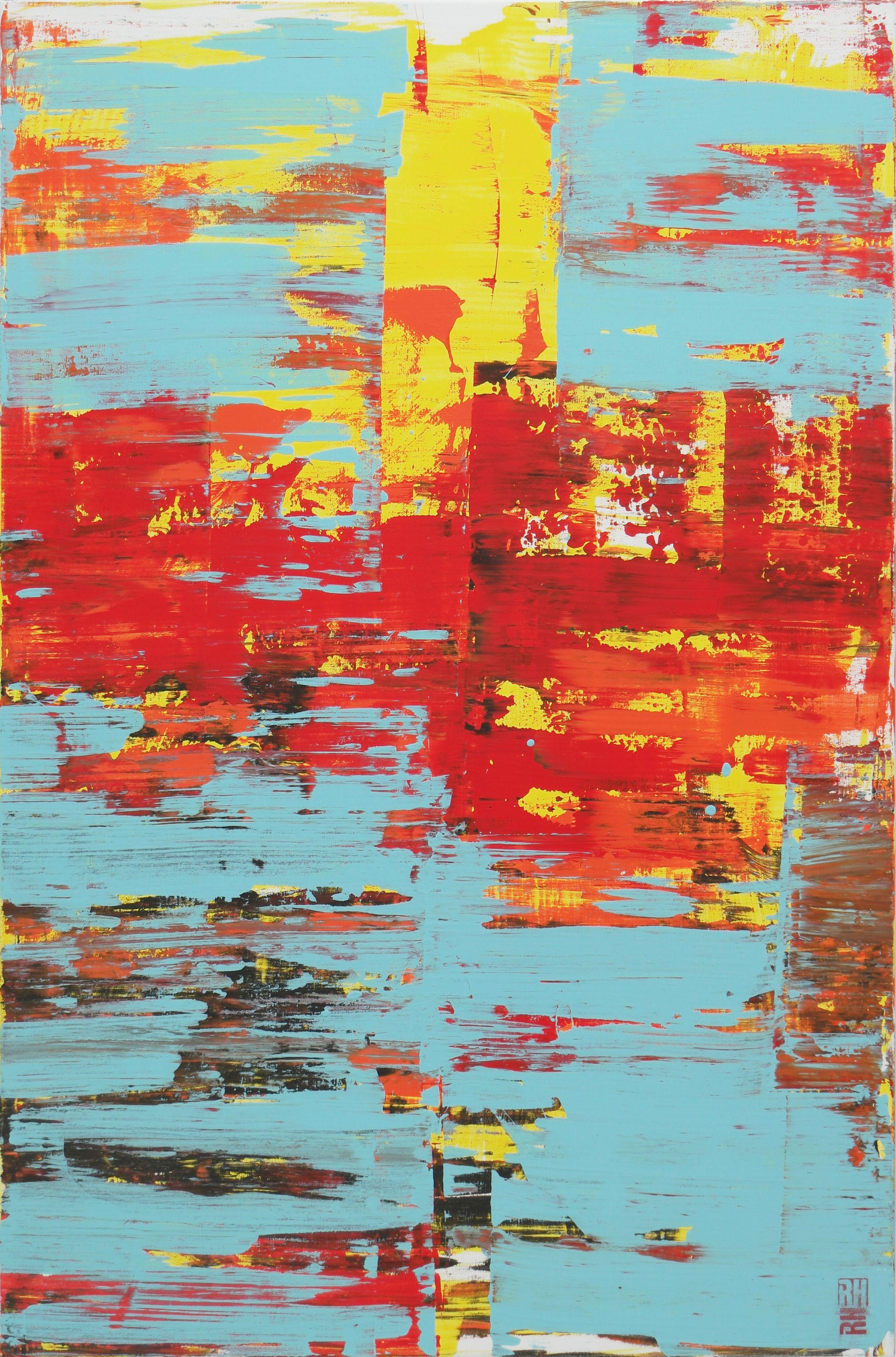 Abstract Painting di Ronald Hunter - Rosso statico, Pittura, Acrilico su tela