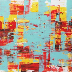 Rosso statico e turchese XL, Pittura, Acrilico su tela
