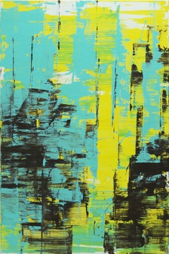 Amarillo y azul estáticos, Pintura, Acrílico sobre lienzo