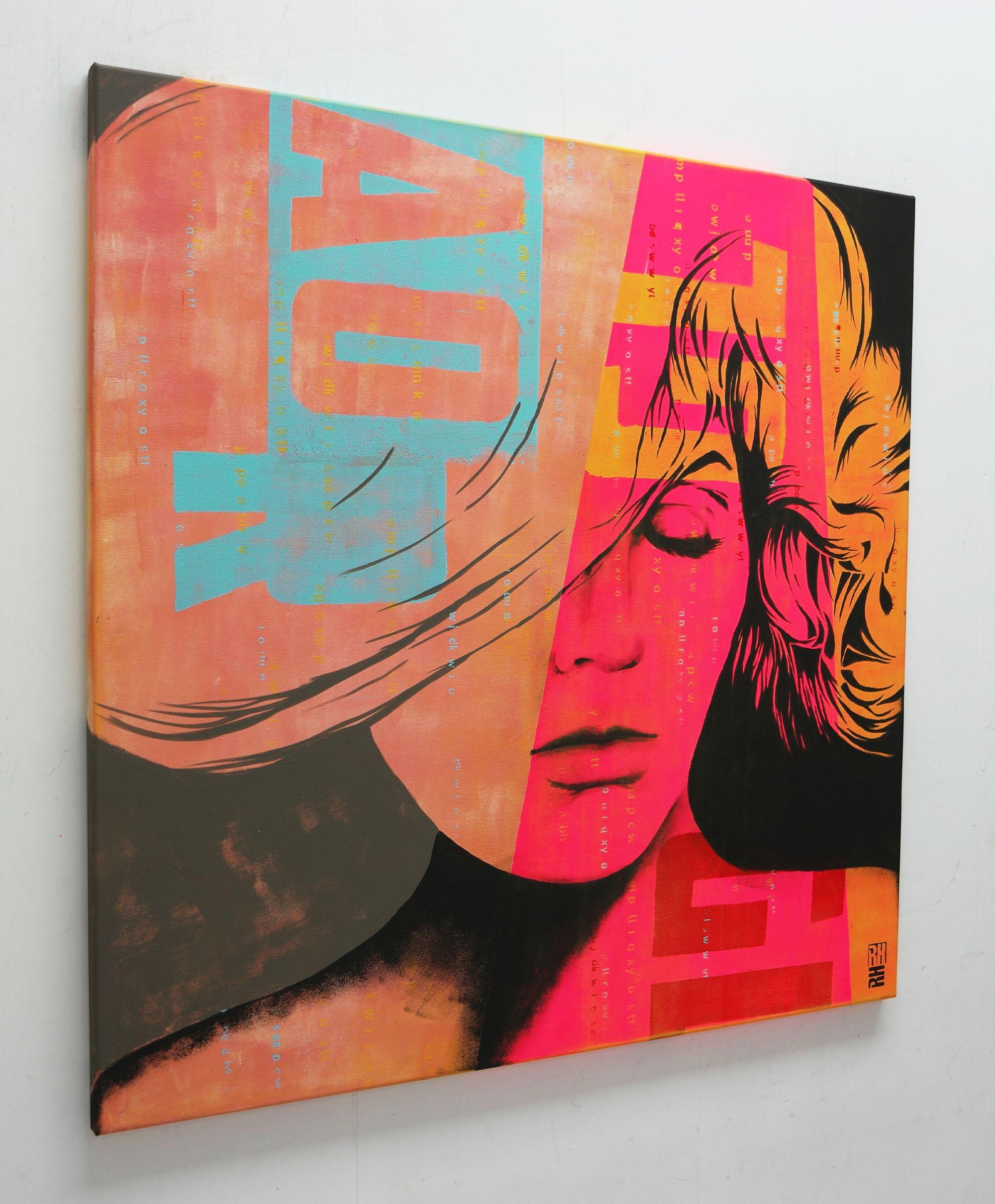 Pintura Acrílica Abstracta, Obra de arte original creada por Ronald Hunter.    Inspirado en el movimiento Pop Art y en la obra de Andy Warhol, este colorido cuadro rosa neón encenderá tu hogar. Ronald utilizó capas de pintura acrílica y textura para