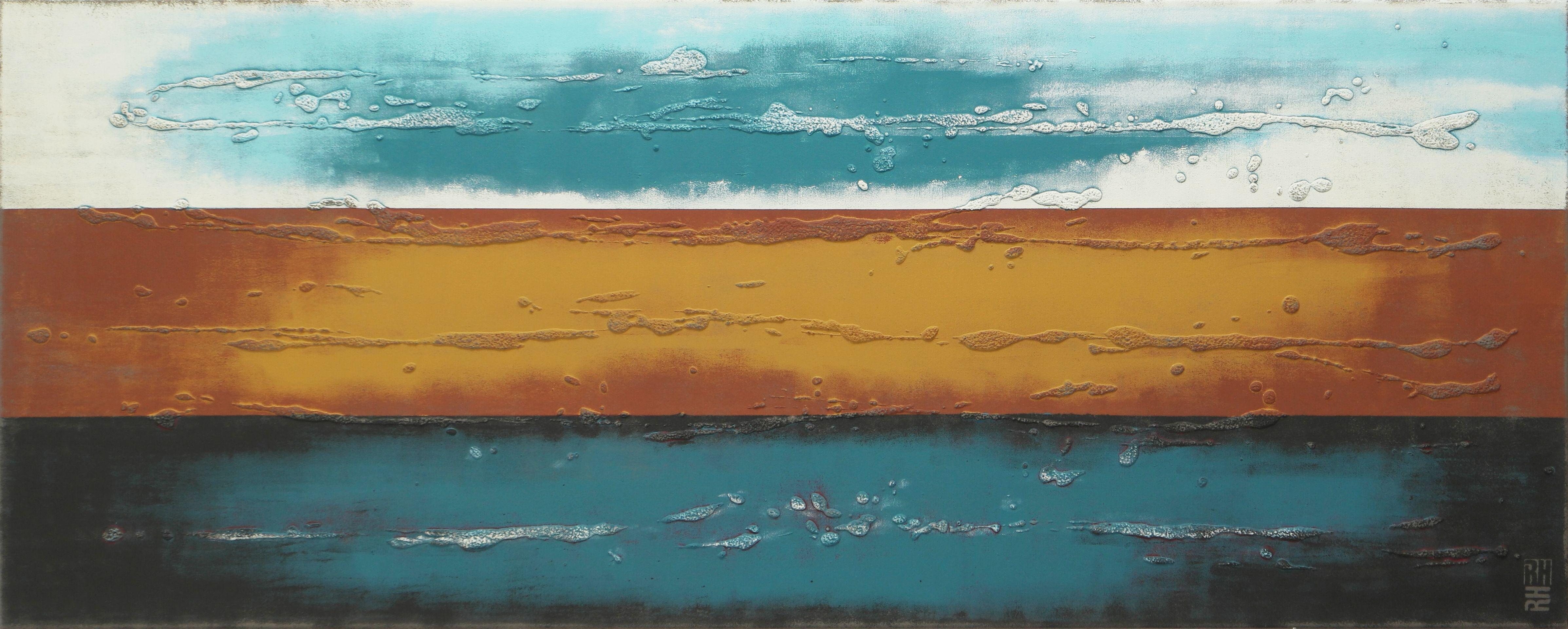 Abstract Painting de Ronald Hunter - Paisaje de tres líneas, Pintura, Acrílico sobre lienzo