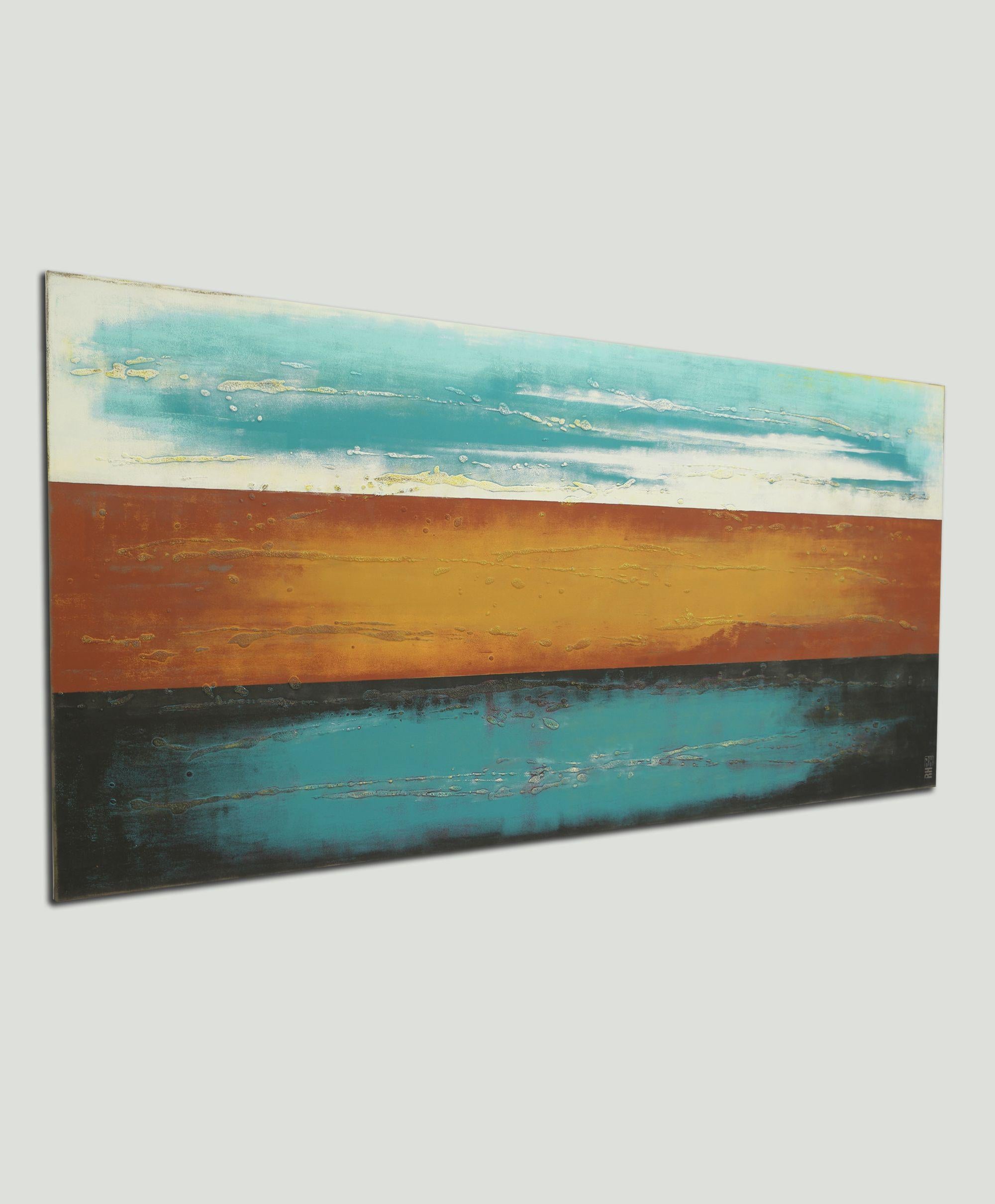 Paisaje de tres líneas XL, Pintura, Acrílico sobre lienzo - Painting Abstracto de Ronald Hunter