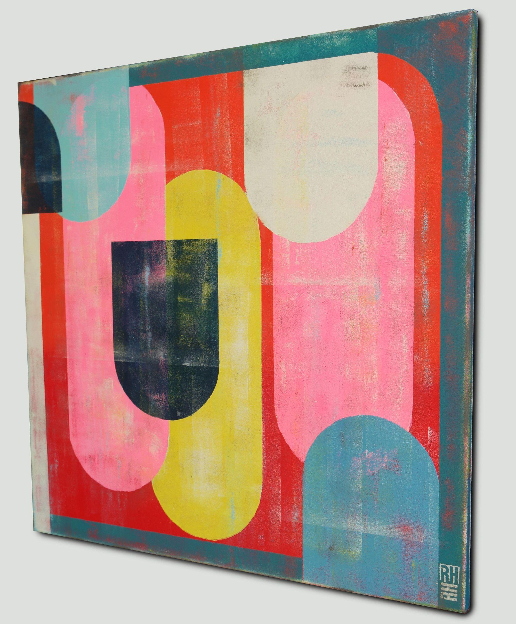 traffico a colori rosa, Pittura, Acrilico su tela - Painting di Ronald Hunter