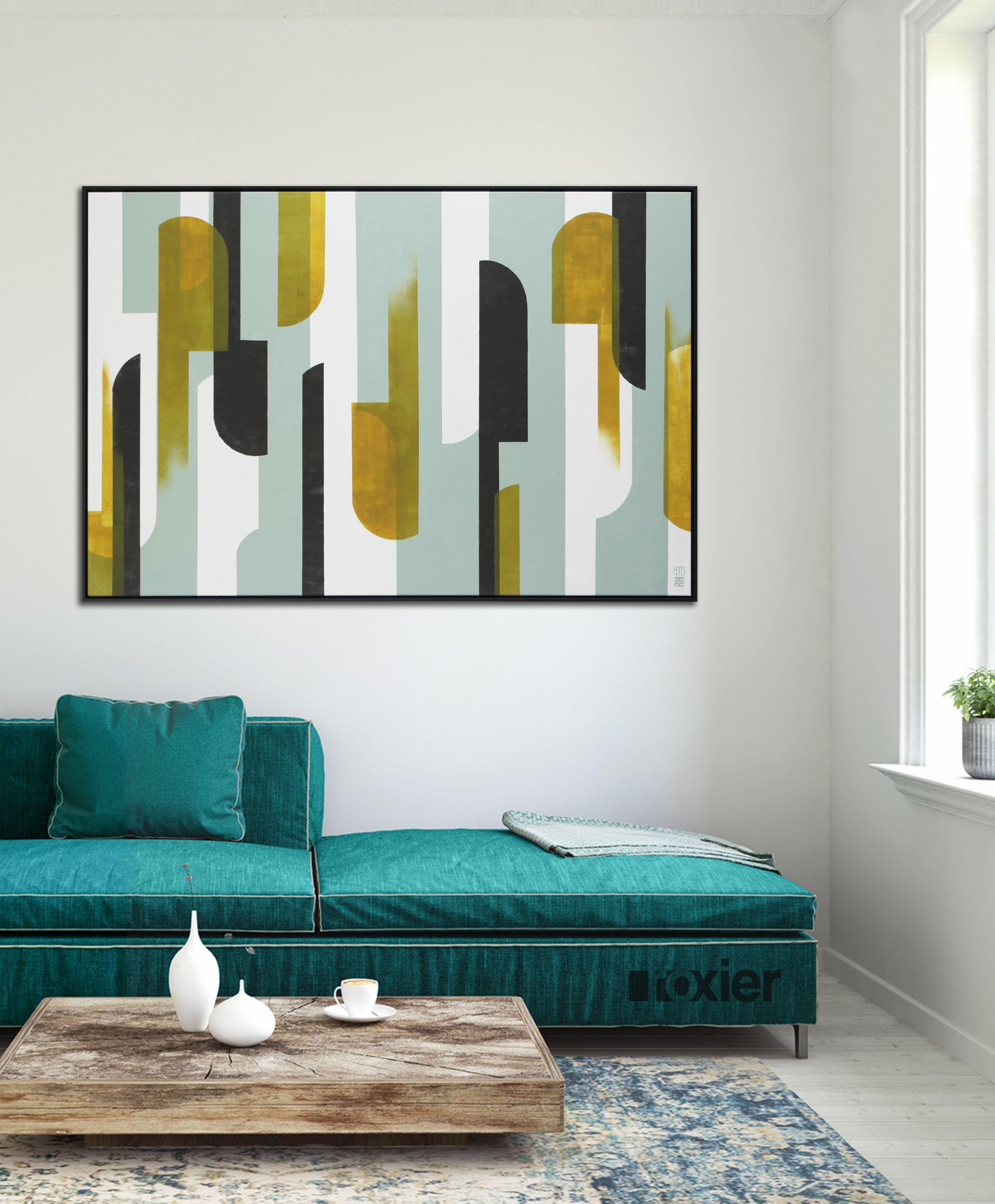 Ronald has created series, â€œTrafficâ€, with beautiful shapes and multiple layers of acrylic paint. This vintage style painting ensures peace in the room and also fits easily into your interior style. This square framed painting is made up of many