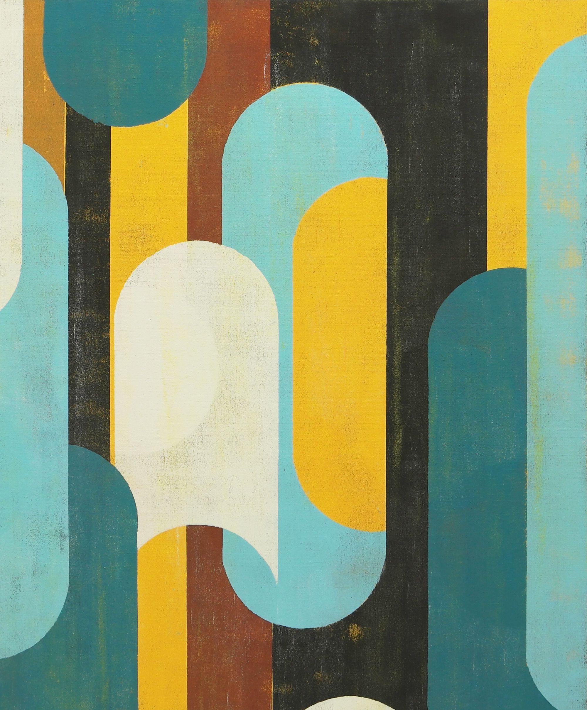 Traffico giallo arrugginito - Telaio incl, Quadro, Acrilico su tela - Abstract Painting Nero di Ronald Hunter