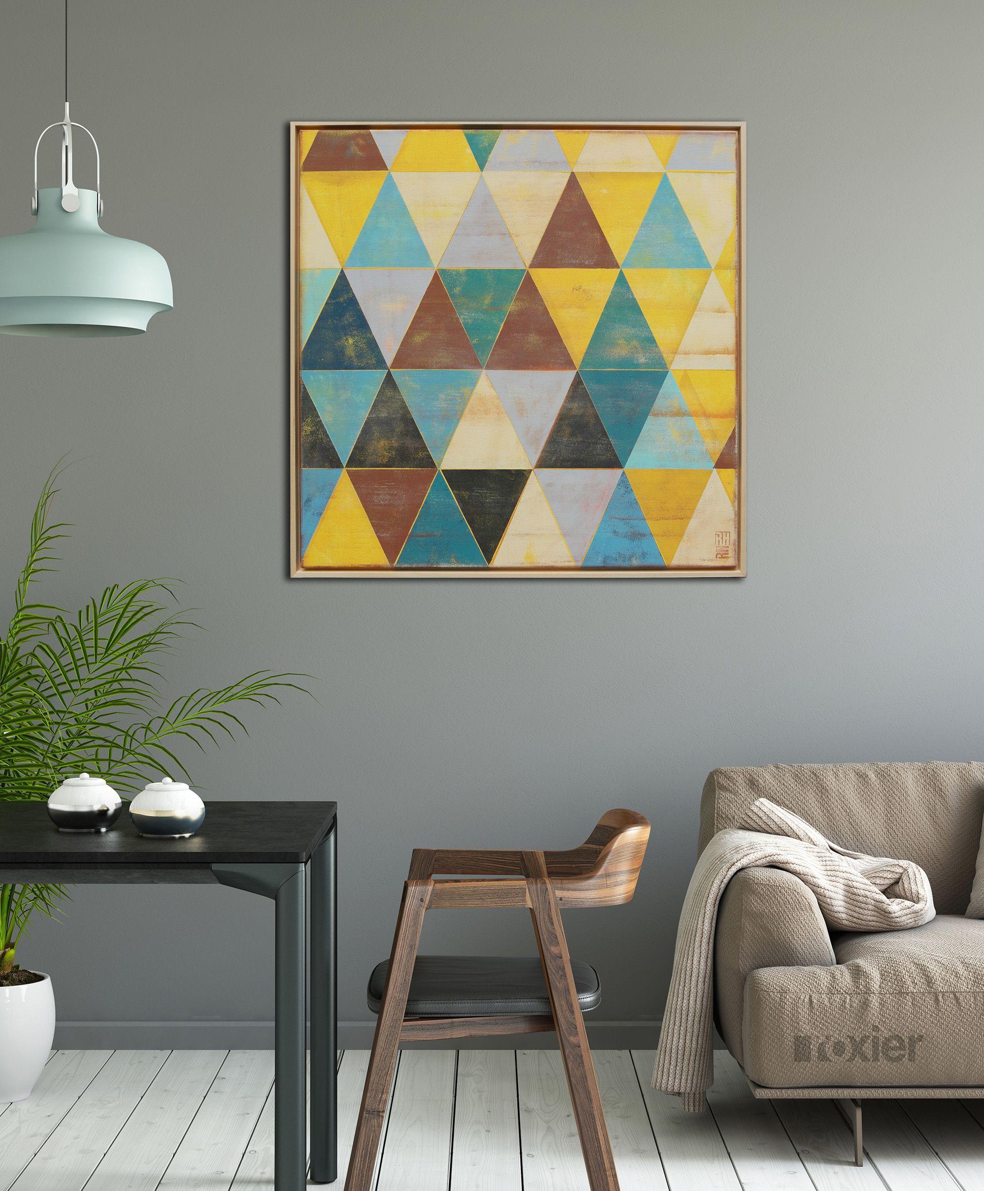 Triangolo del traffico marrone - Telaio incl, Pittura, Acrilico su tela - Painting di Ronald Hunter