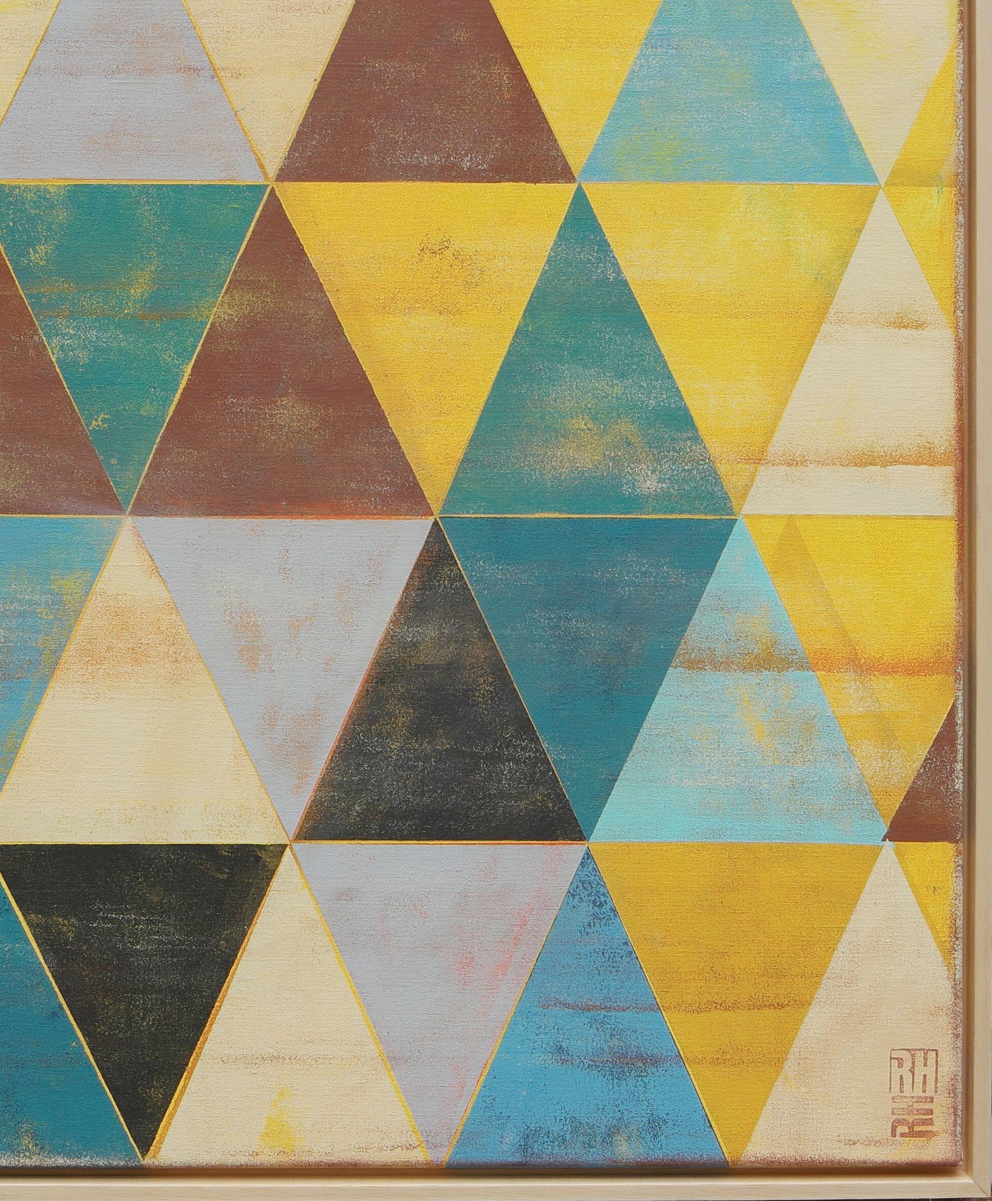Triangolo del traffico marrone - Telaio incl, Pittura, Acrilico su tela - Abstract Painting Marrone di Ronald Hunter