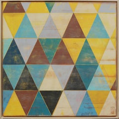 Triangle de circulation Brown - cadre incliné, peinture, acrylique sur toile