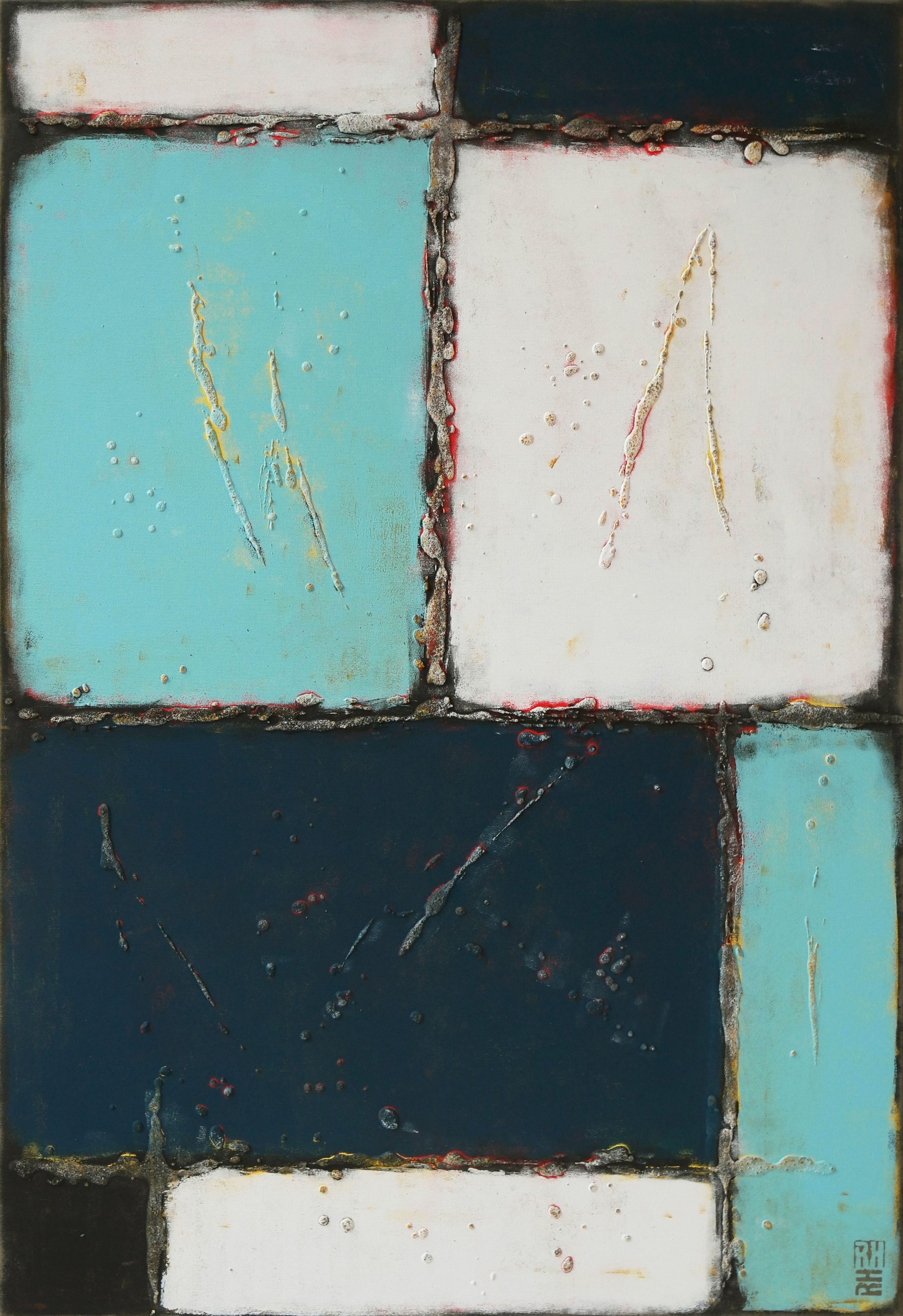Ronald Hunter Abstract Painting - Turquoise Lots, Painting, Acrylic on Canvas