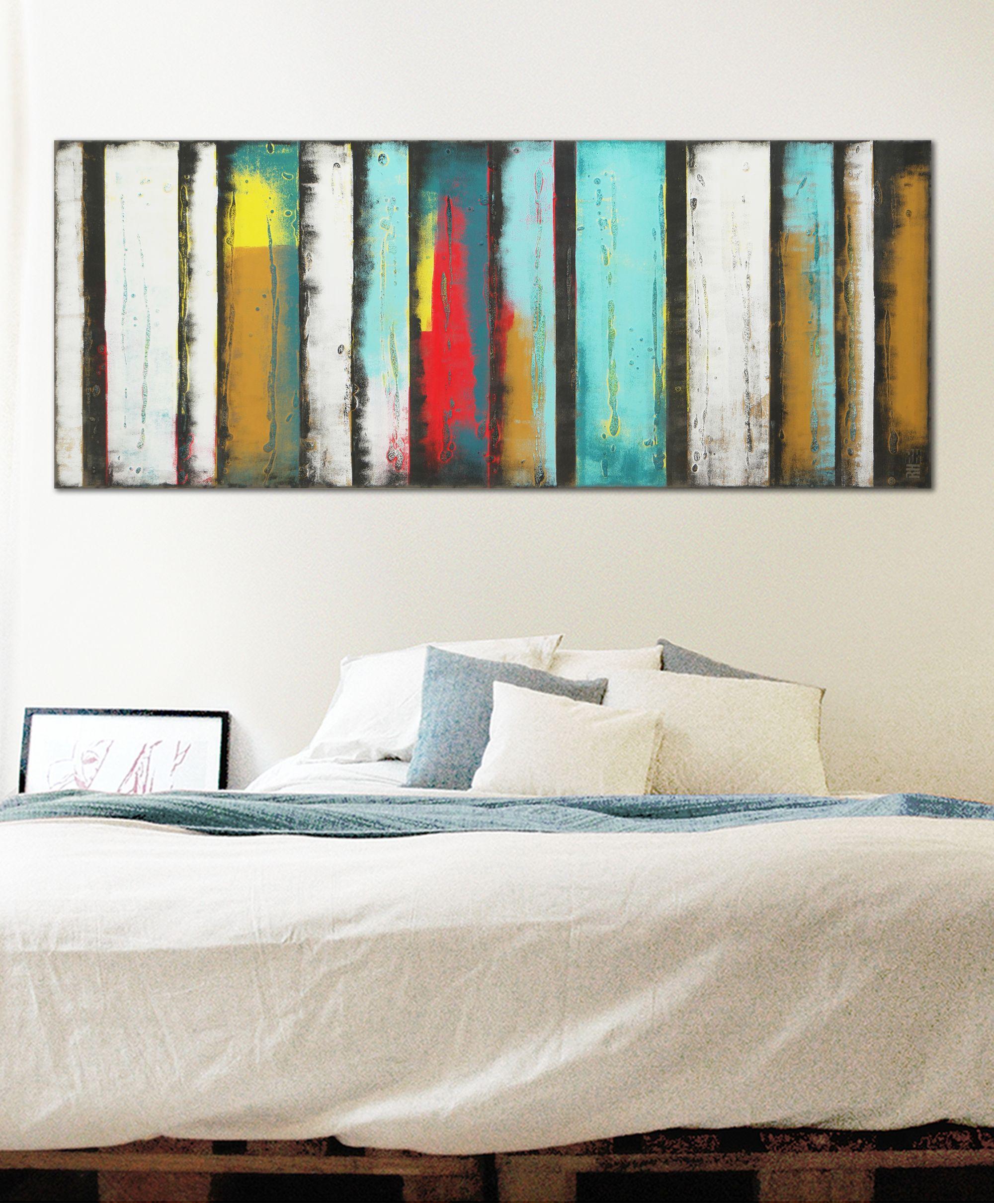 Turquoise Panels, Painting, Acrylic on Canvas - Gray Abstract Painting by Ronald Hunter