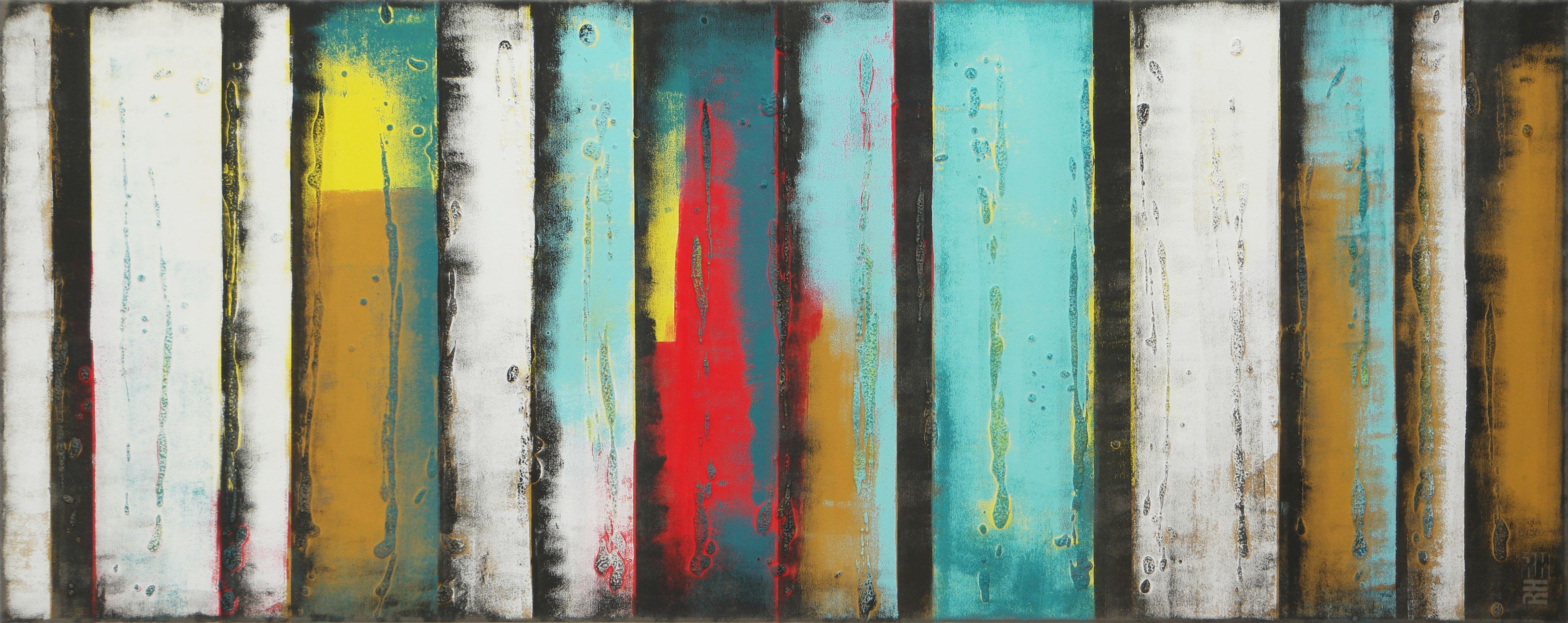 Ronald Hunter Abstract Painting - Turquoise Panels, Painting, Acrylic on Canvas