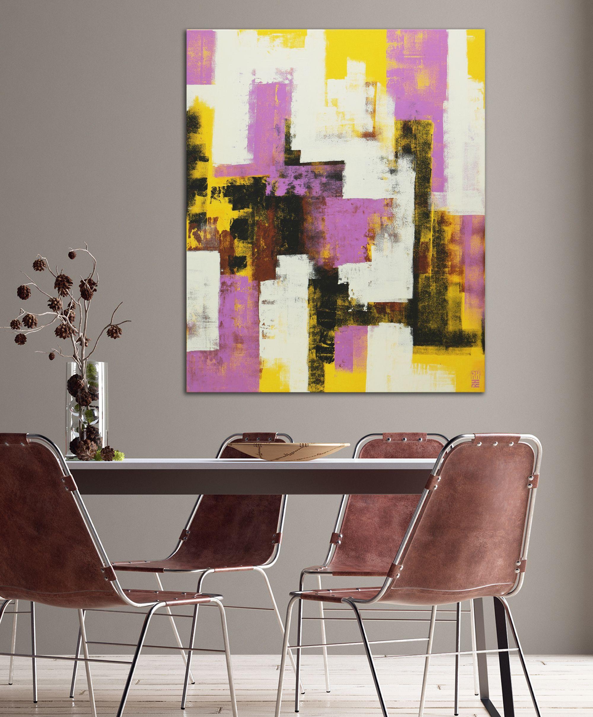 Sin título en morado y amarillo, Pintura, Acrílico sobre lienzo - Painting Expresionismo abstracto de Ronald Hunter