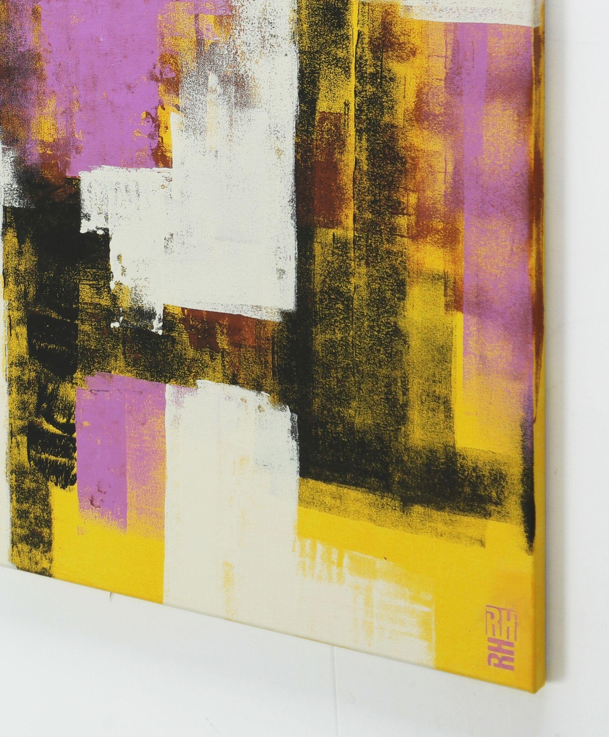 Sin título en morado y amarillo, Pintura, Acrílico sobre lienzo en venta 1