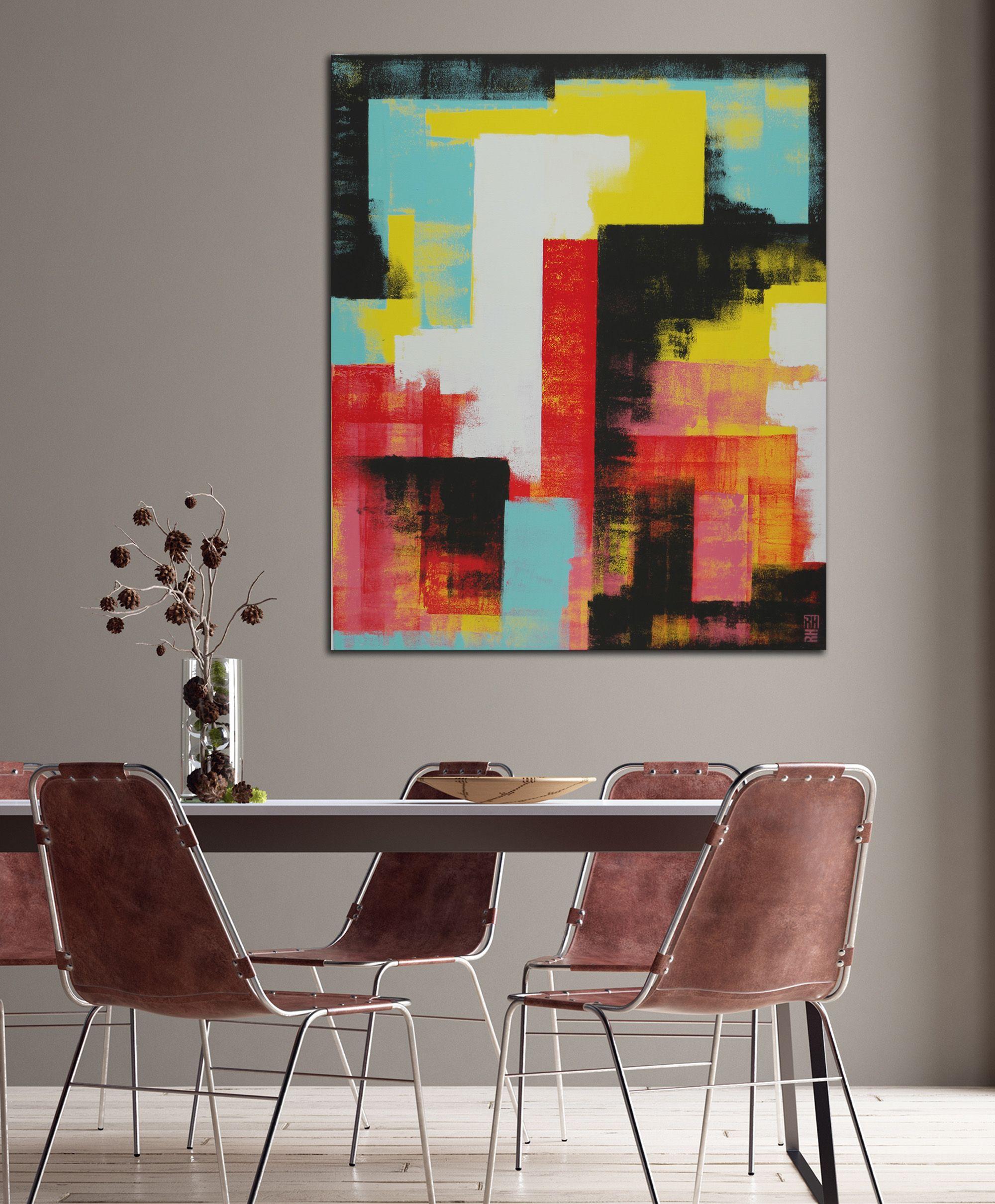 Senza titolo in giallo e rosso, Pittura, Acrilico su tela - Painting di Ronald Hunter