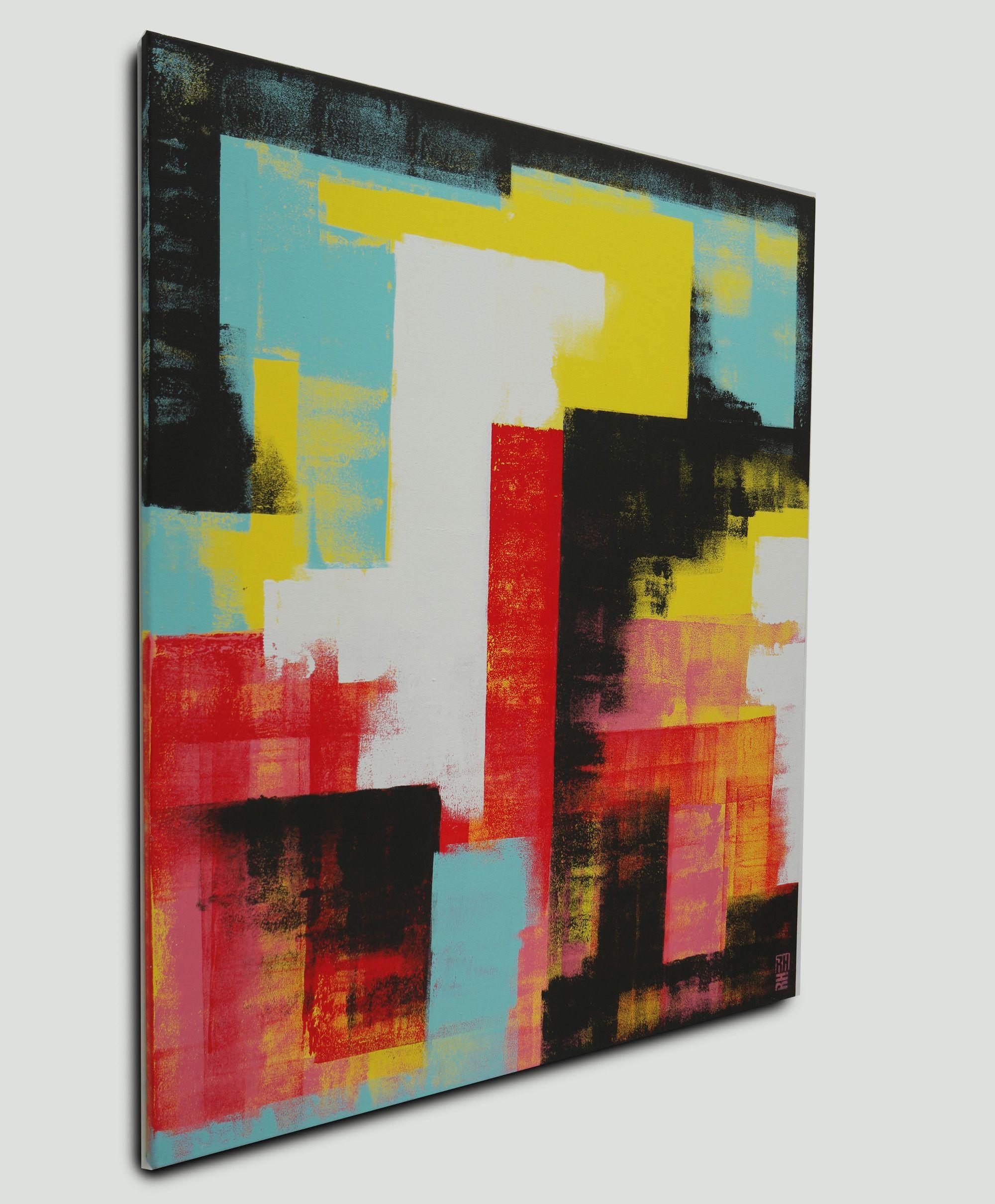 Senza titolo in giallo e rosso, Pittura, Acrilico su tela - Painting Astratto di Ronald Hunter
