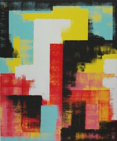 Untitled in Yellow and Red, Painting, Acrylic on Canvas