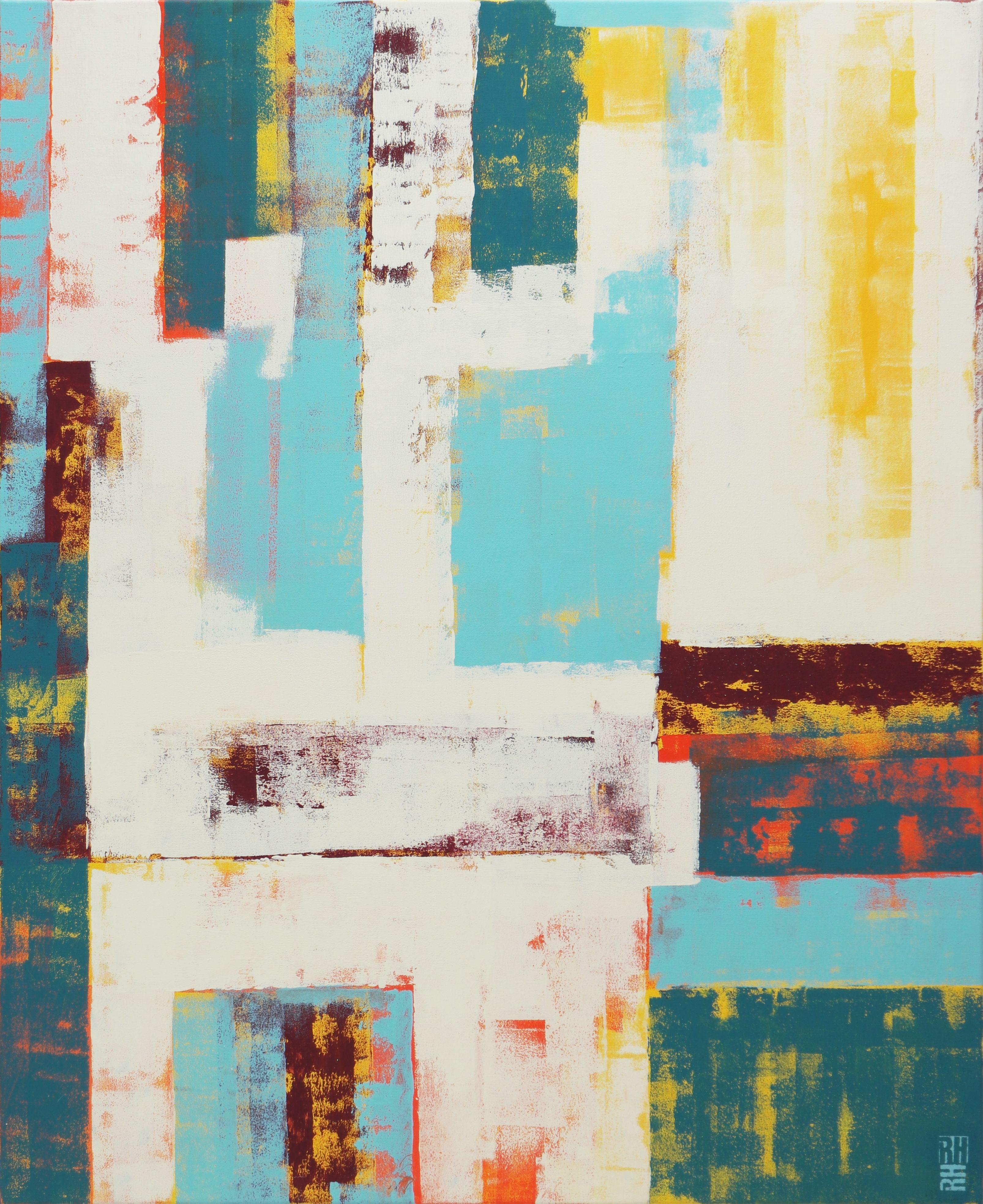 Abstract Painting di Ronald Hunter - Senza titolo in giallo, Pittura, Acrilico su tela