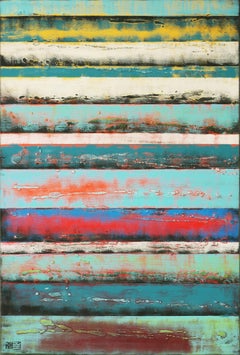 Vertical Panels in Blue 
Yellow, Painting, Acrylic on Canvas