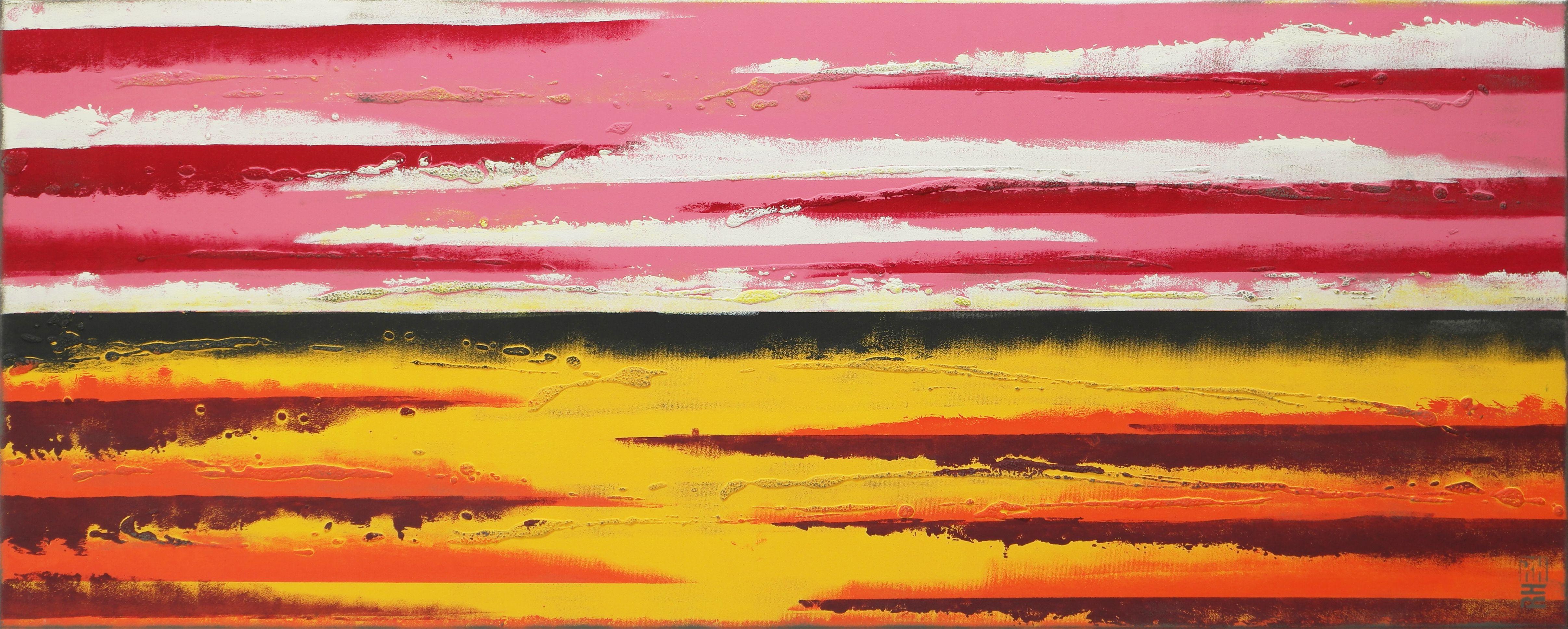 Ronald Hunter Abstract Painting - Warm Red Landscape, Painting, Acrylic on Canvas
