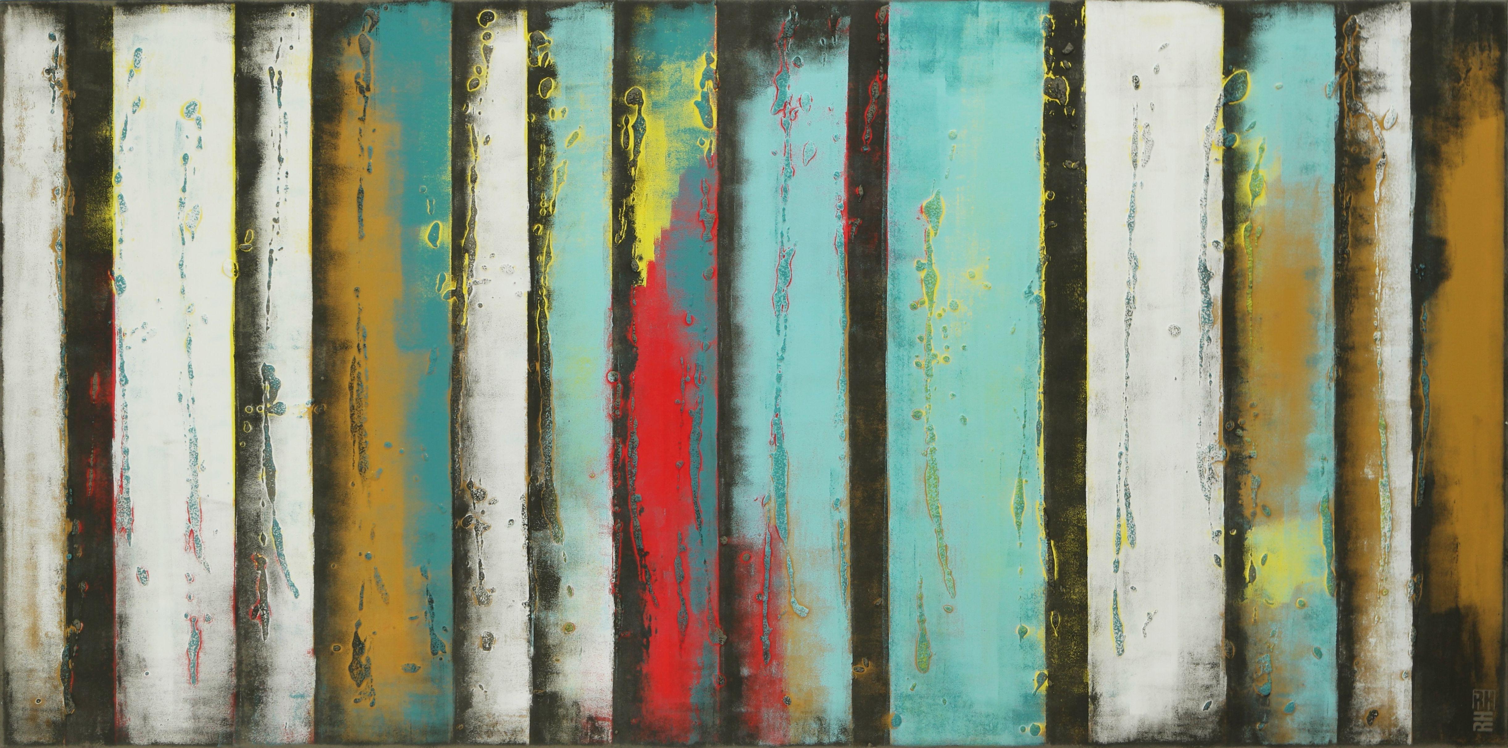 Ronald Hunter Abstract Painting - XL Turquoise Panels, Painting, Acrylic on Canvas
