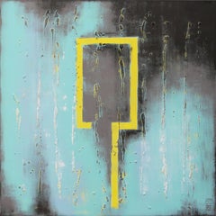 Yellow City square 90x90, Painting, Acrylic on Canvas