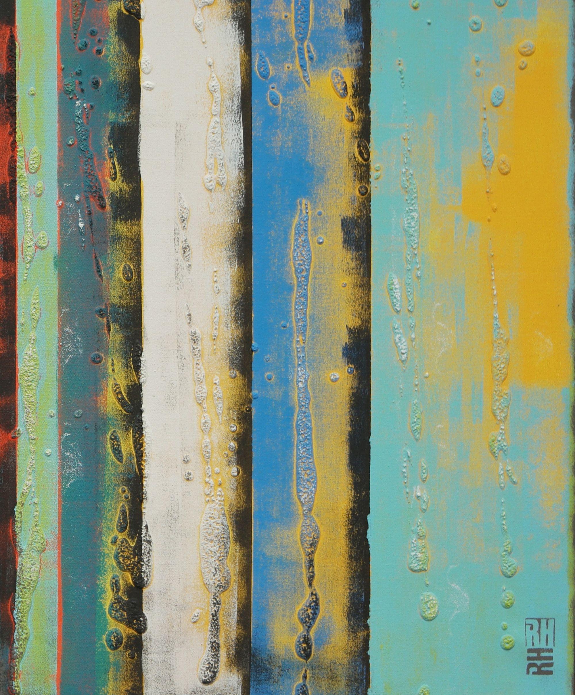 Paneles amarillos altos, Pintura, Acrílico sobre lienzo - Abstract Painting Gris de Ronald Hunter