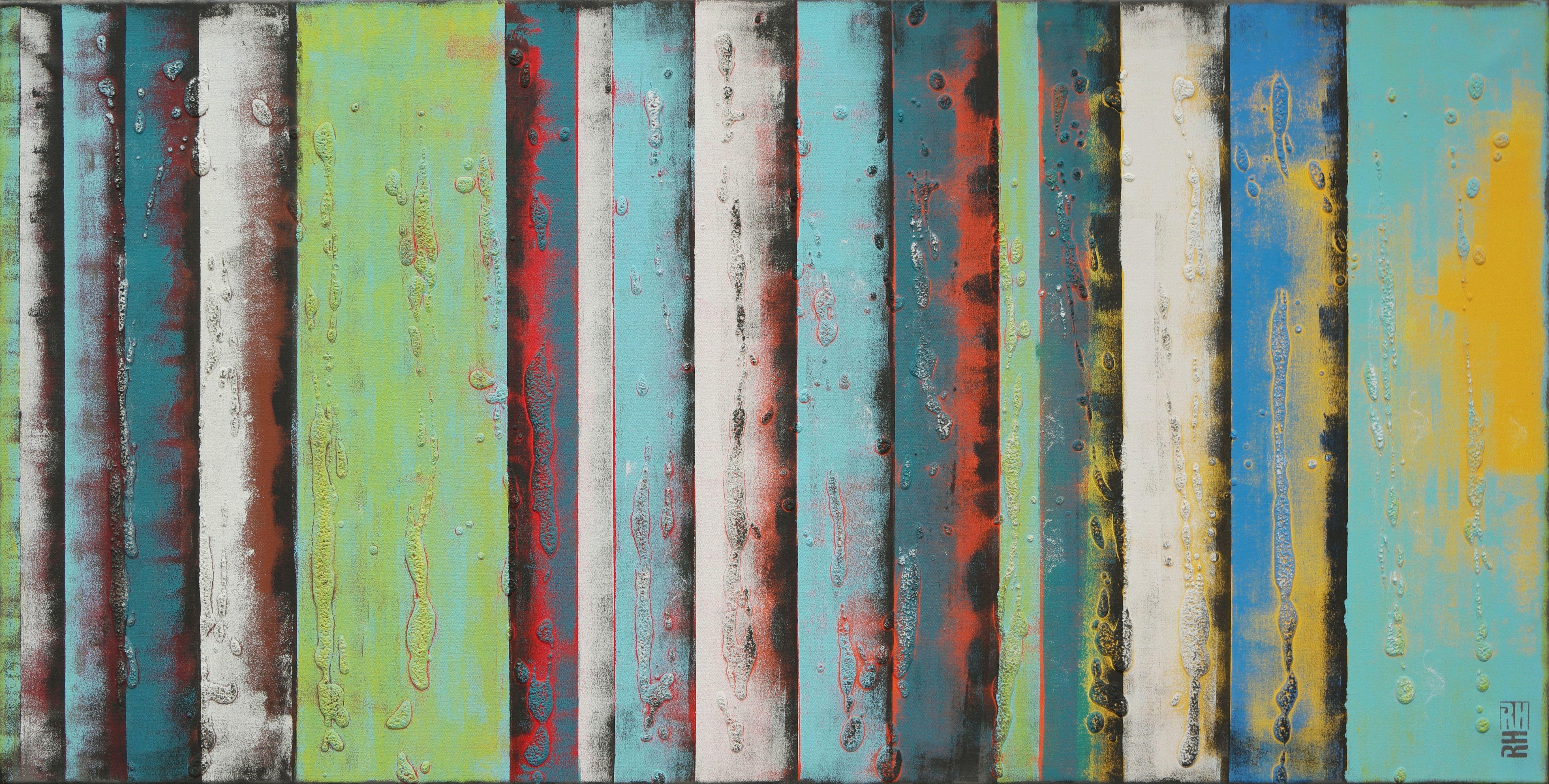 Abstract Painting de Ronald Hunter - Paneles amarillos altos, Pintura, Acrílico sobre lienzo