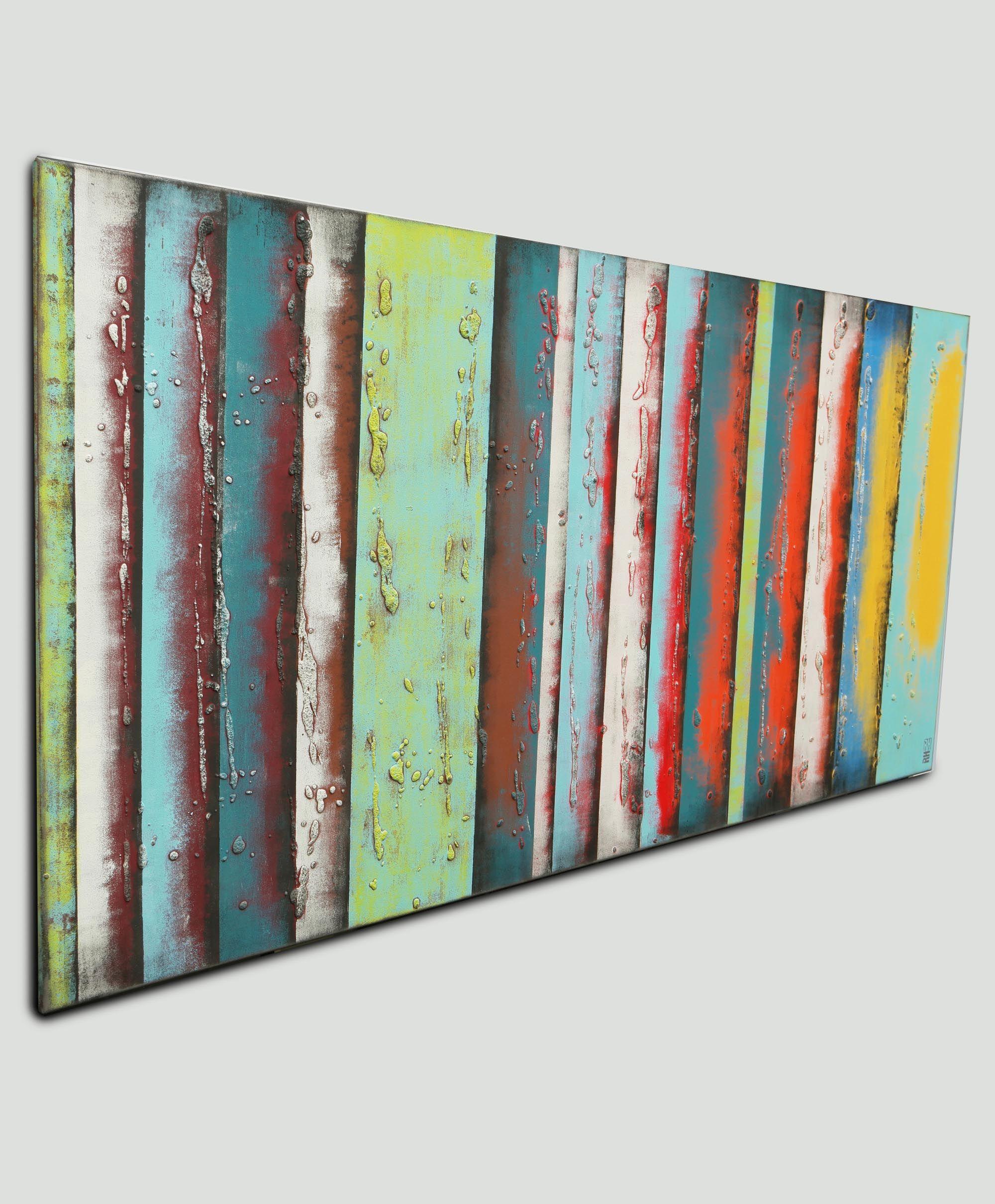 Pannelli gialli XL, Pittura, Acrilico su tela - Abstract Painting Grigio di Ronald Hunter