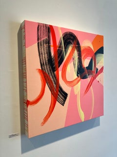 Abstrakte Acrylmalerei auf Holzplatte, 76 x 76 cm, „I Feel it Everywhere“