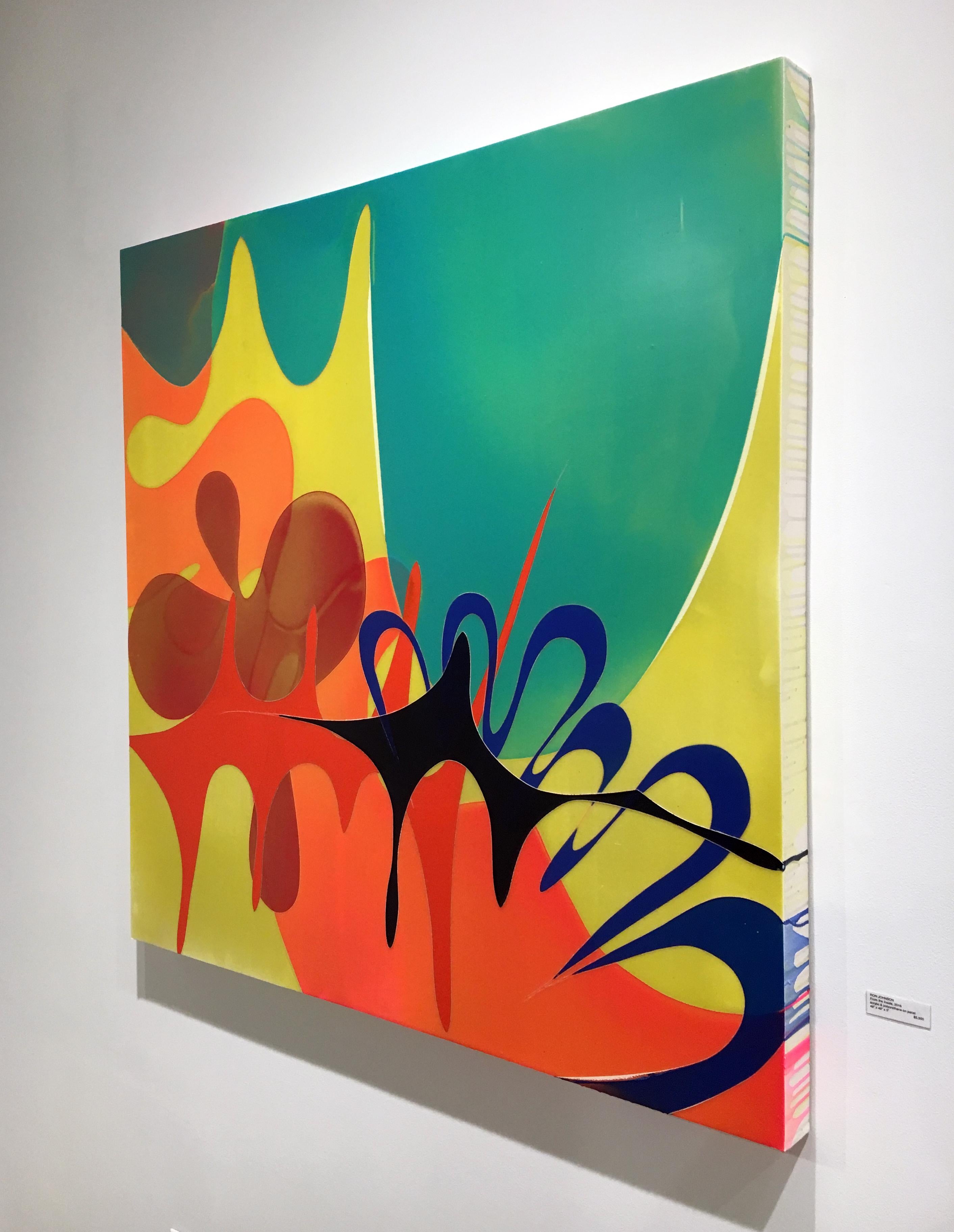 Design contemporain, peinture abstraite technique mixte sur panneau de bois, peinture à l'acrylique - Contemporain Painting par Ronald Johnson