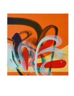 Contemporary Mixed Media Painting on Wood Panel, Acrylic Paint, Canvas Strips