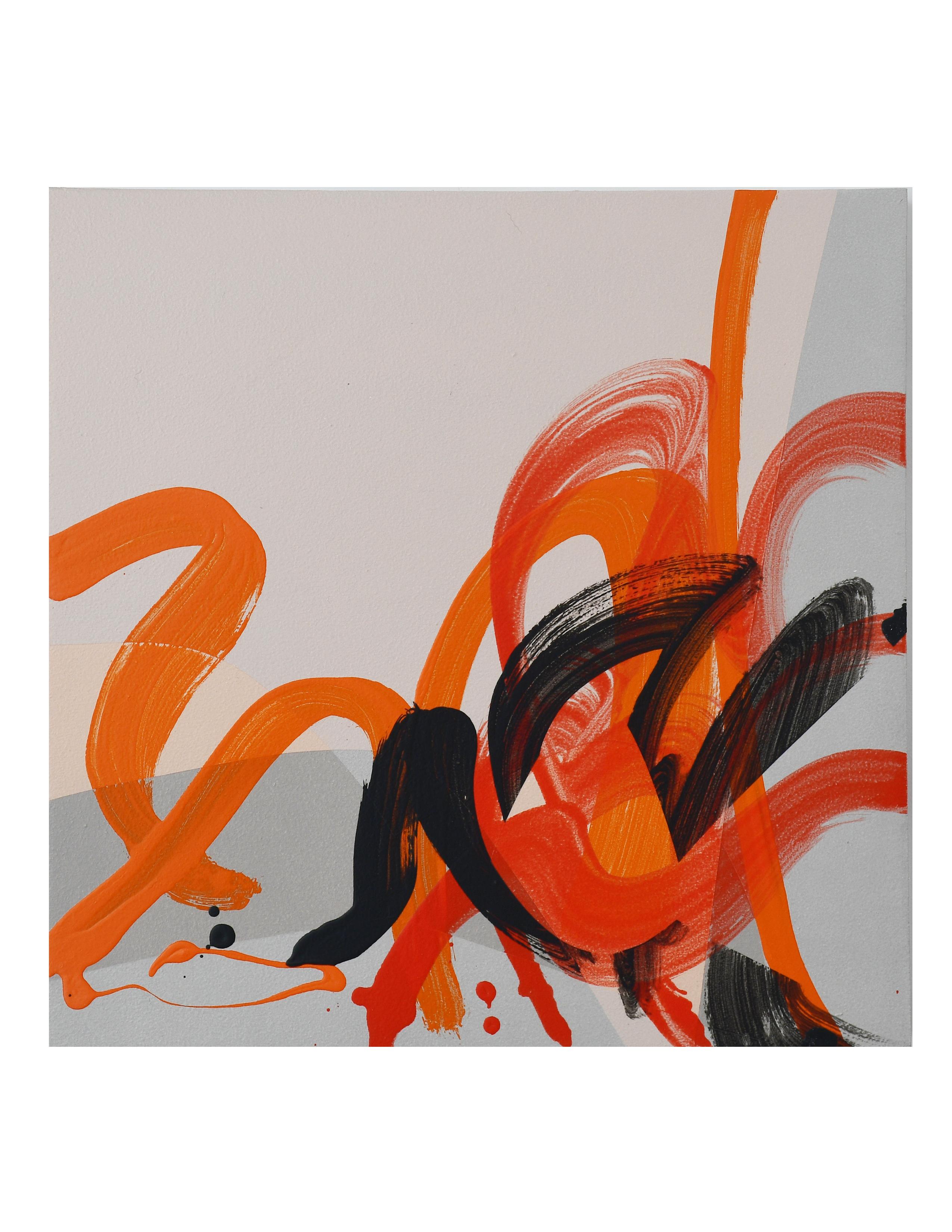 Zeitgenössische Mixed Media Malerei auf Holzplatte, Acrylfarbe, Leinwandstreifen – Painting von Ronald Johnson