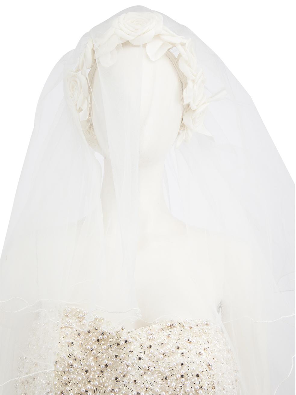 Ronald Joyce Cremefarbenes kristallverziertes Hochzeitskleid Größe XL im Angebot 1