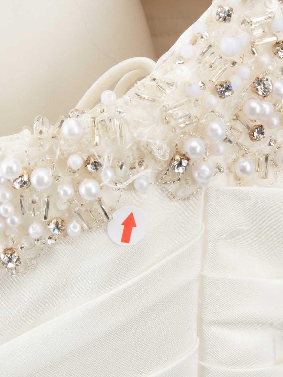 Ronald Joyce Cremefarbenes kristallverziertes Hochzeitskleid Größe XL im Angebot 2