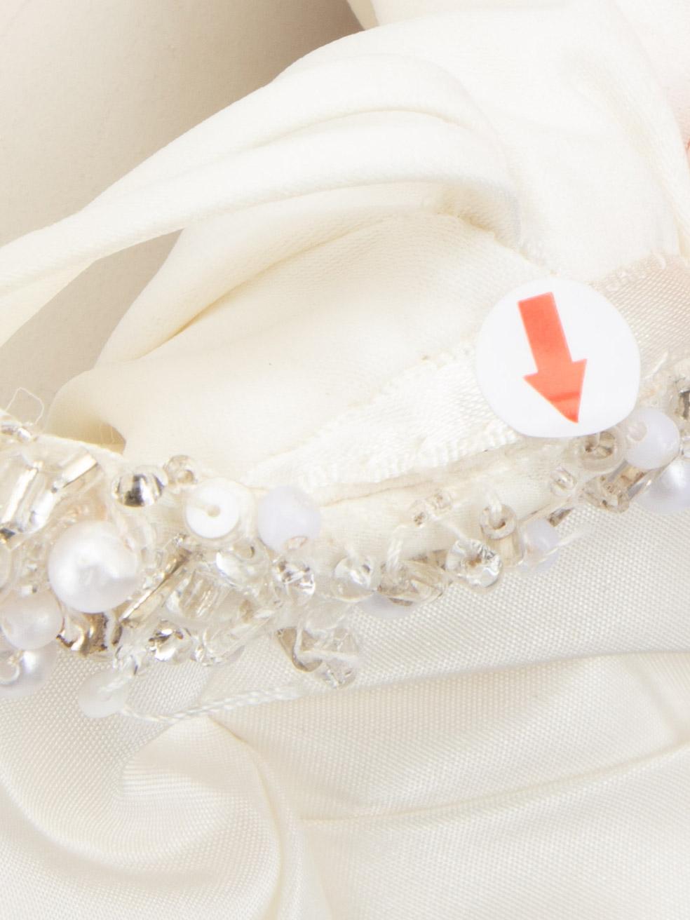 Ronald Joyce Cremefarbenes kristallverziertes Hochzeitskleid Größe XL im Angebot 3