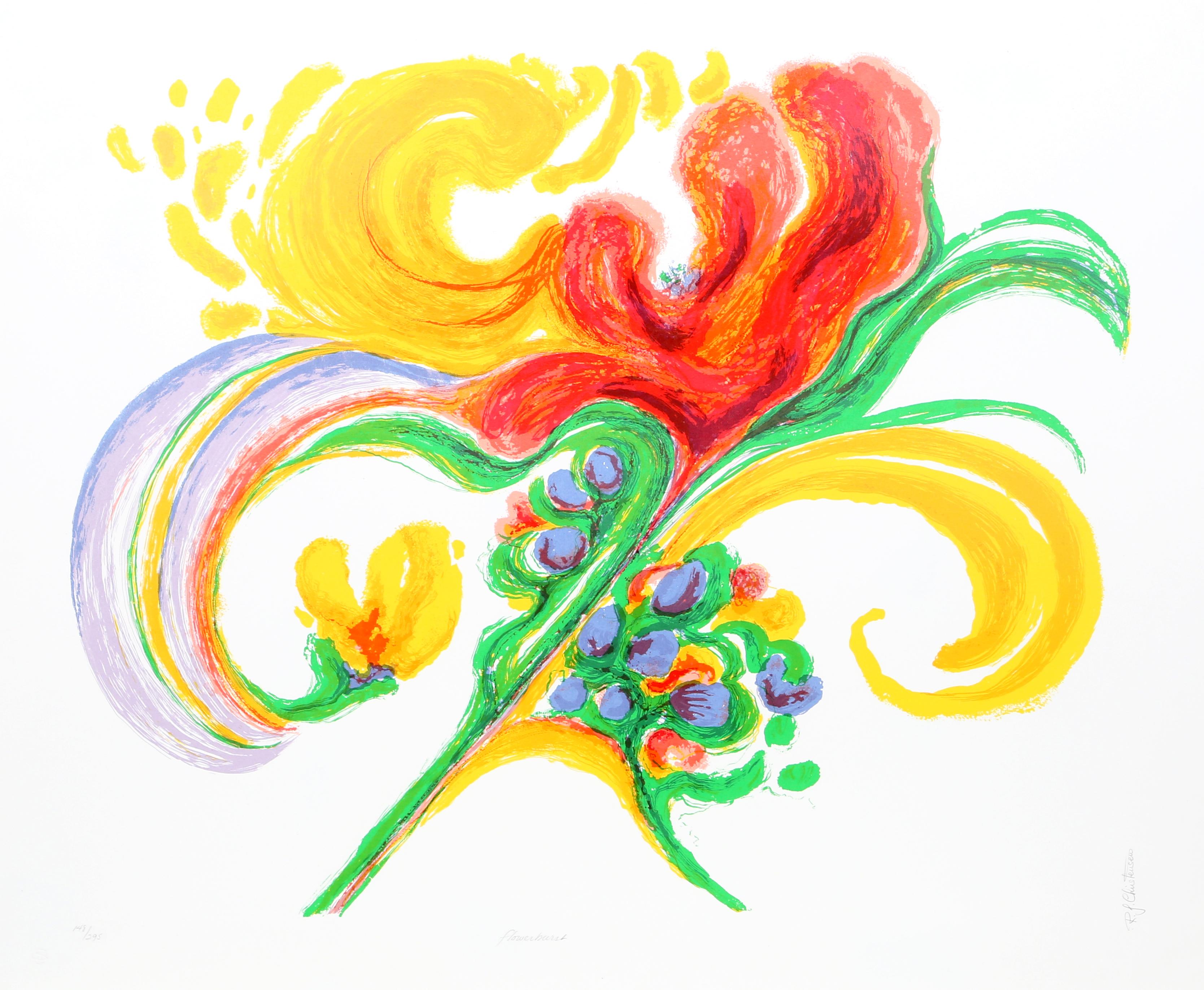 Flower Burst, Psychedelic Lithograph by Ronald Julius Christensen