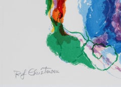 Nude with Flowers, Signed Lithograph by Ronald Julius Christensen