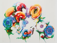 Nudo con fiori, litografia firmata da Ronald Julius Christensen