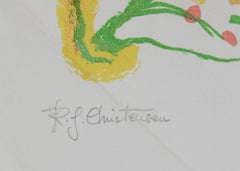 Lithographie de l'île des mers, signée Ronald Julius Christensen