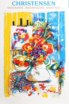 Serigraphs Watercolors Paintings Exhibition, Floral Poster by R. J. Christensen