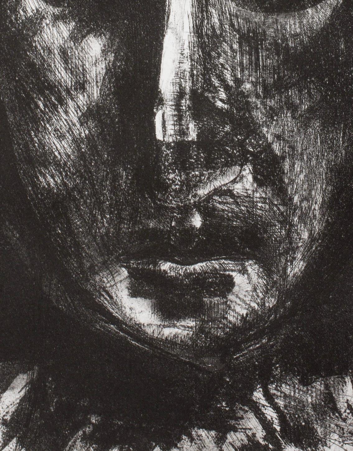 HEAD OF A MAN : etching - Expressionist Print by Ronald Katz