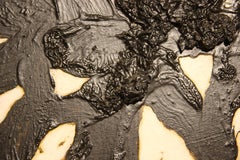 Black and White Impasto Gestural Abstract Mixed Media Painting