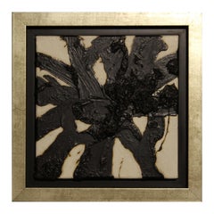 Black and White Impasto Gestural Abstract Mixed Media Painting