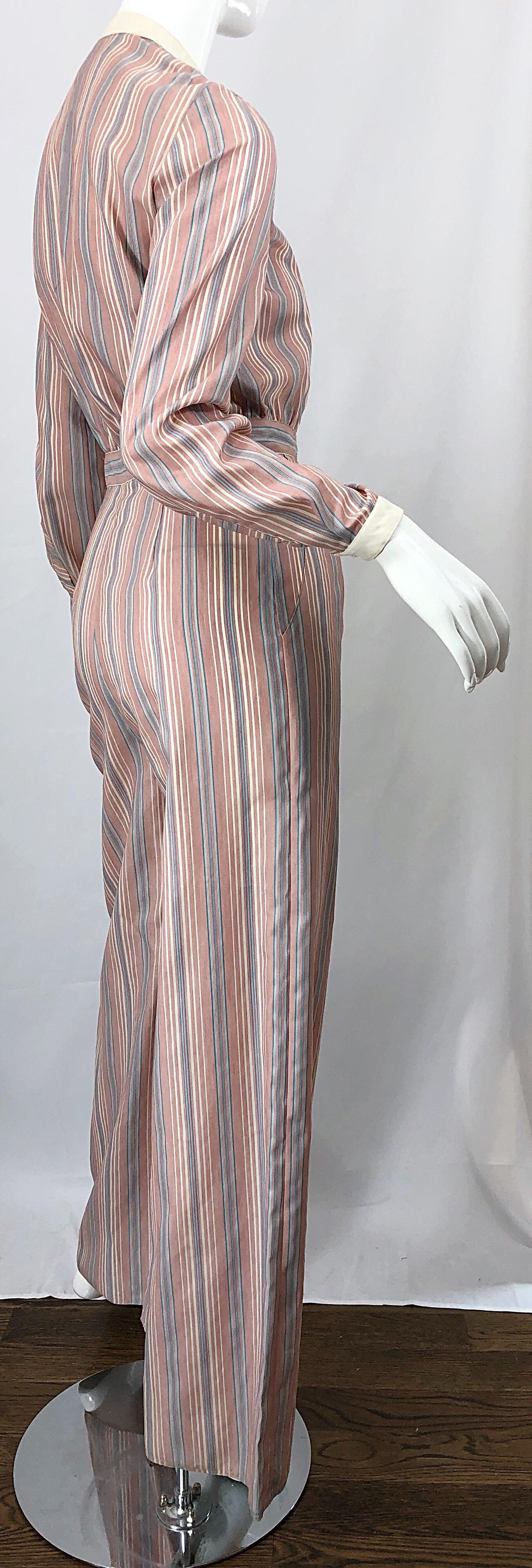 Ronald Kolodzie 1970s NWT Striped Wide Leg Vintage Cotton Blend 70s Jumpsuit For Sale 3