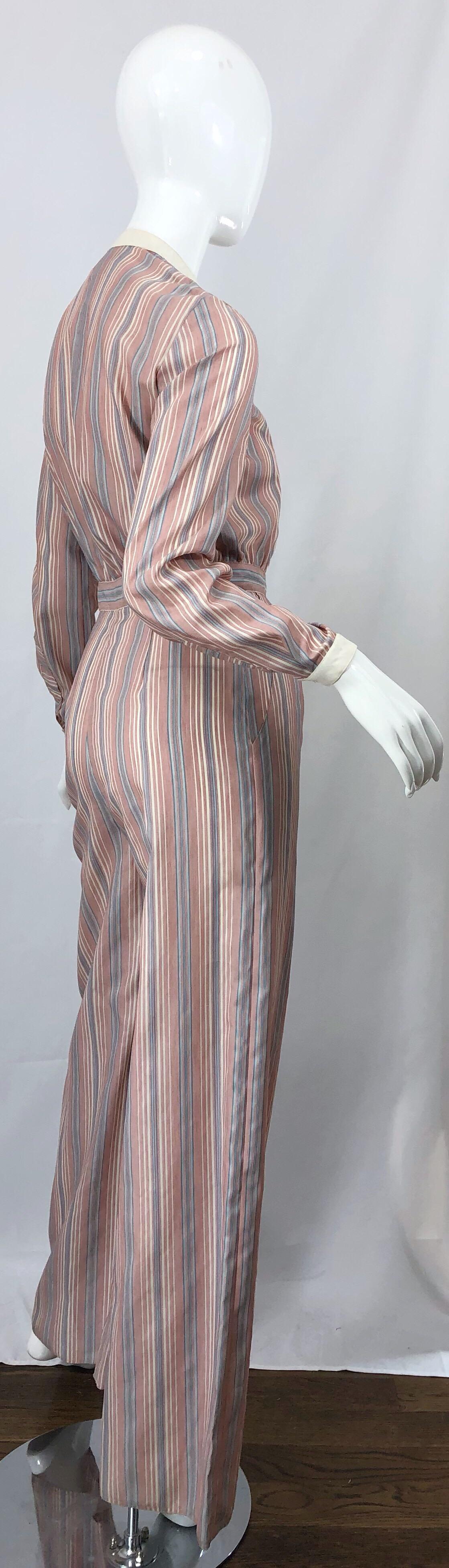 Ronald Kolodzie 1970s NWT Striped Wide Leg Vintage Cotton Blend 70s Jumpsuit For Sale 7