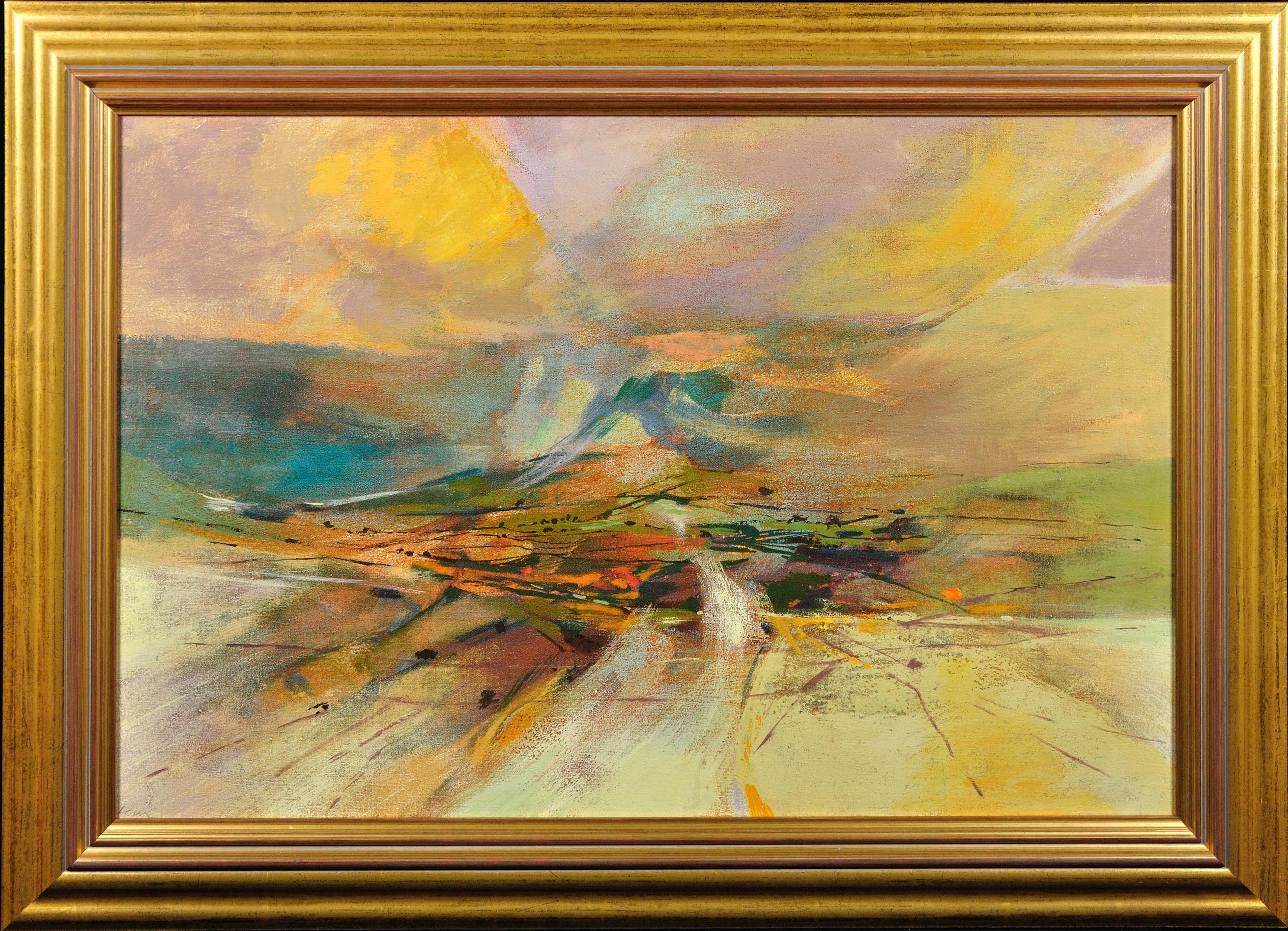 Ronald Lowe Landscape Painting - Valley Glide. Original Modern British Painting. Landscape. Mid-20th Century.1968